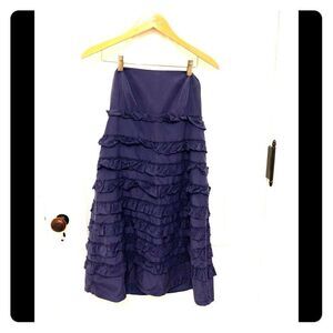 Gap  navy strapless ruffled dress small